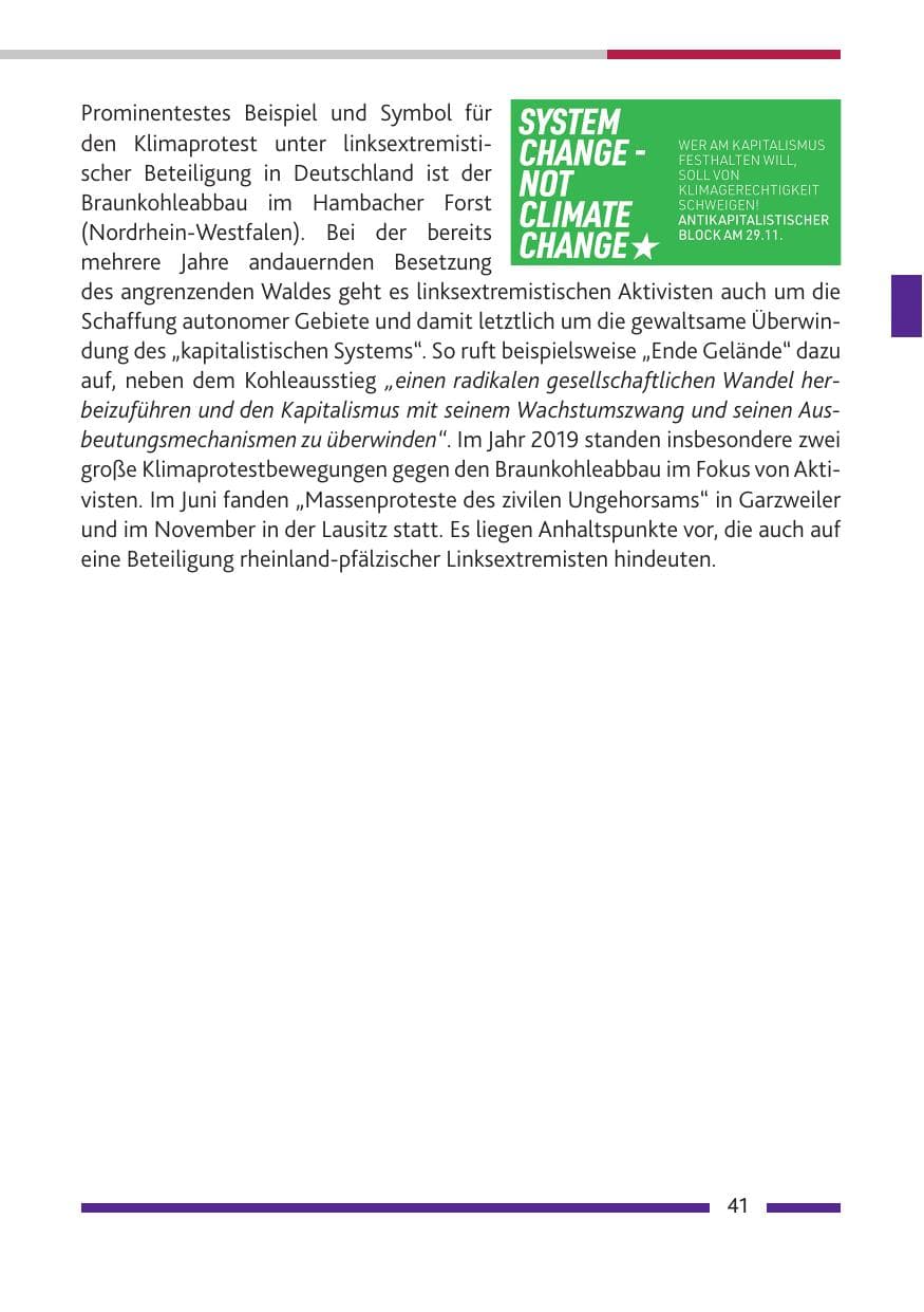 Seite 42 des Verfassungsschutzbericht 2019 Rheinland-Pfalz