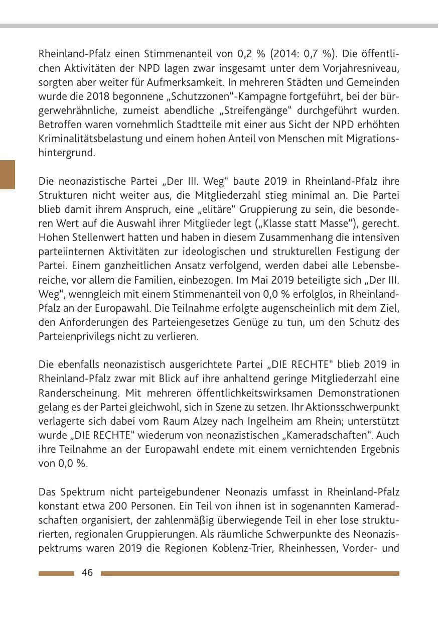 Seite 47 des Verfassungsschutzbericht 2019 Rheinland-Pfalz