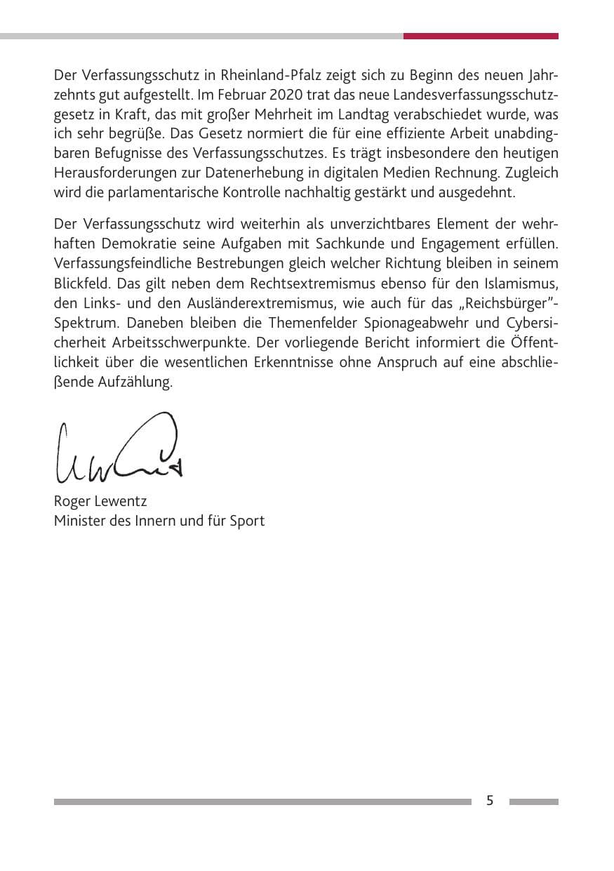 Seite 6 des Verfassungsschutzbericht 2019 Rheinland-Pfalz