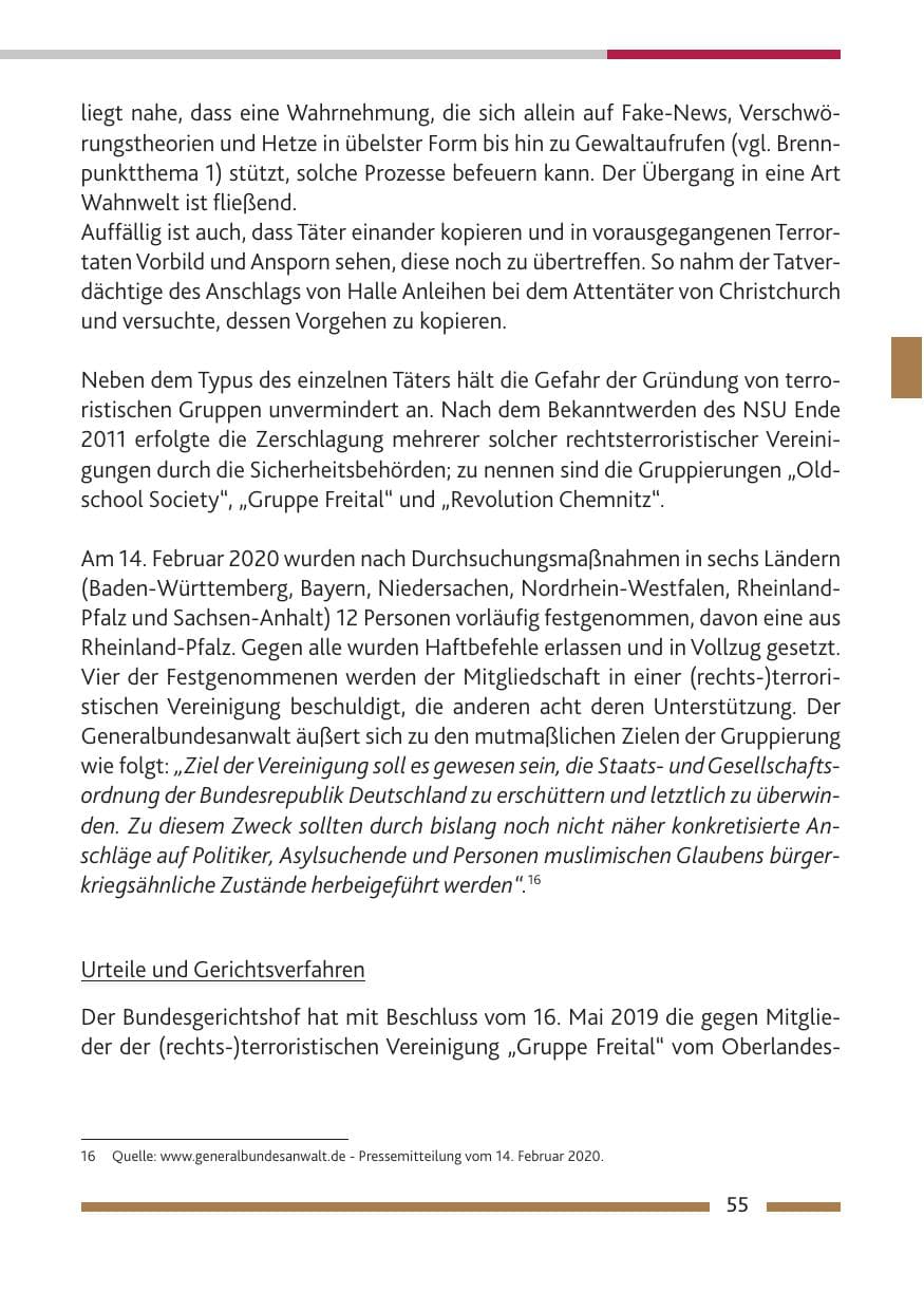 Seite 56 des Verfassungsschutzbericht 2019 Rheinland-Pfalz