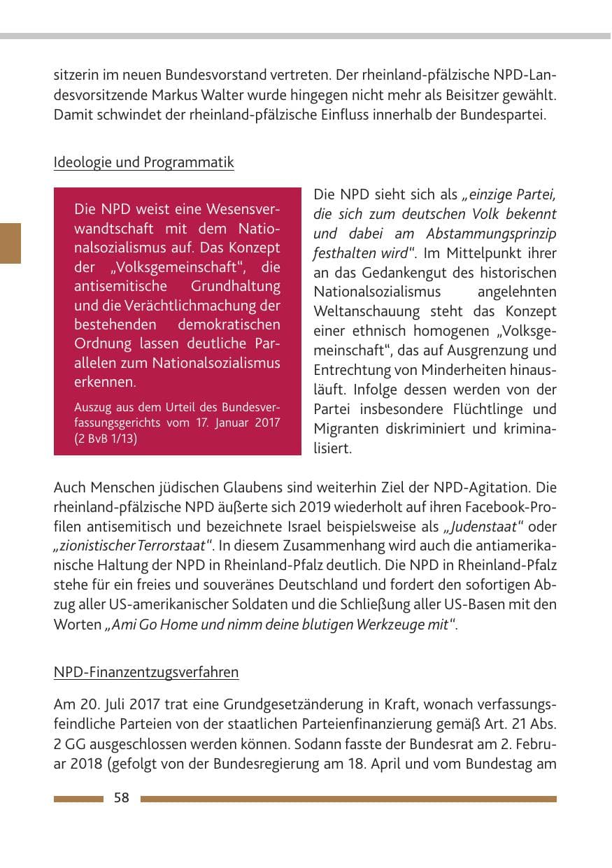 Seite 59 des Verfassungsschutzbericht 2019 Rheinland-Pfalz