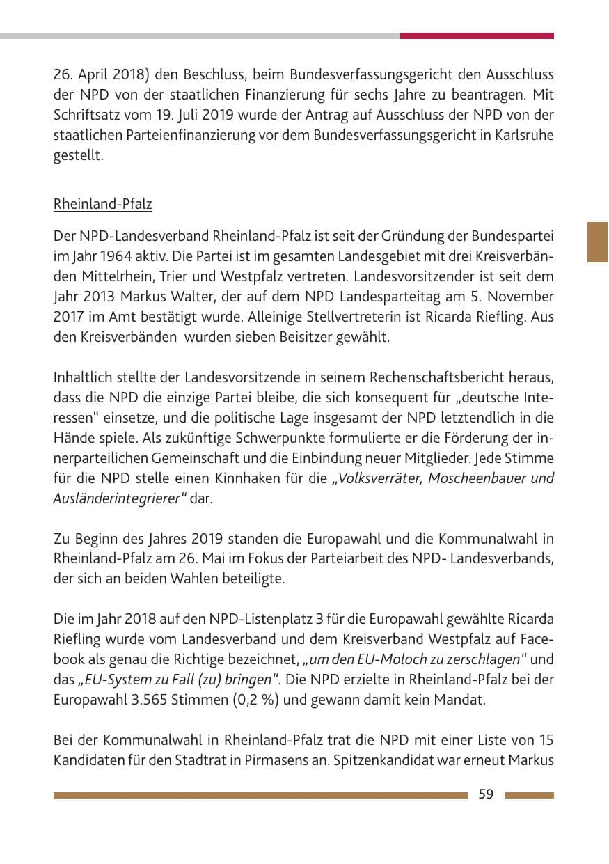 Seite 60 des Verfassungsschutzbericht 2019 Rheinland-Pfalz