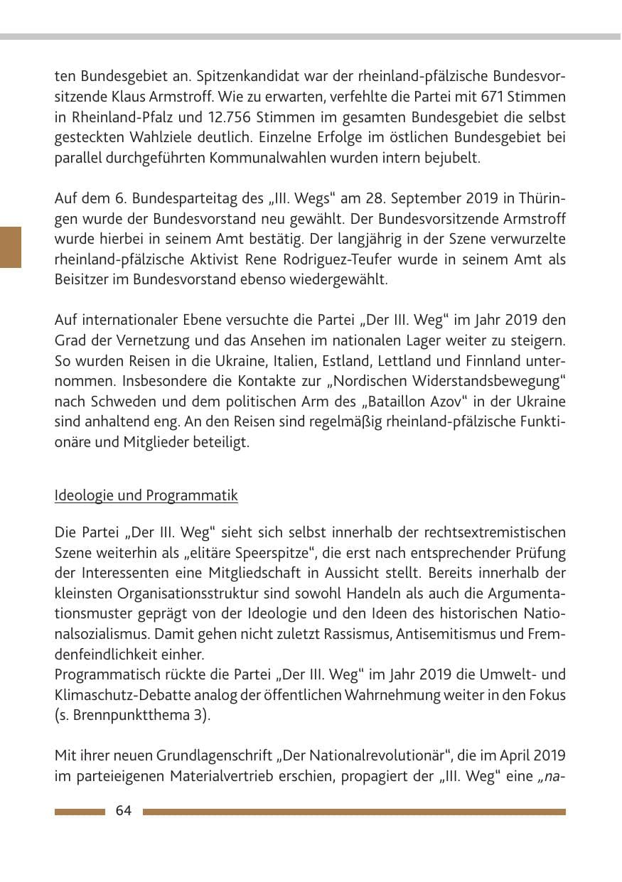Seite 65 des Verfassungsschutzbericht 2019 Rheinland-Pfalz