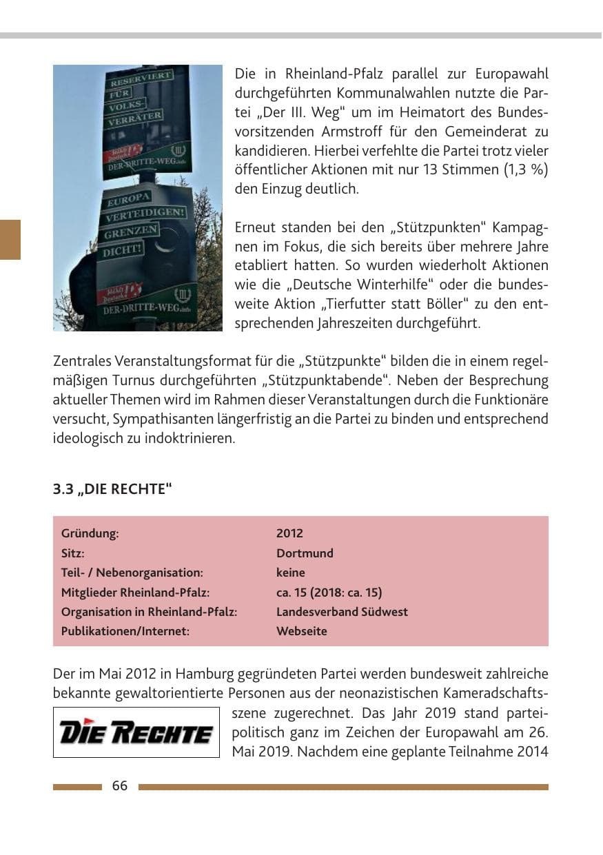 Seite 67 des Verfassungsschutzbericht 2019 Rheinland-Pfalz