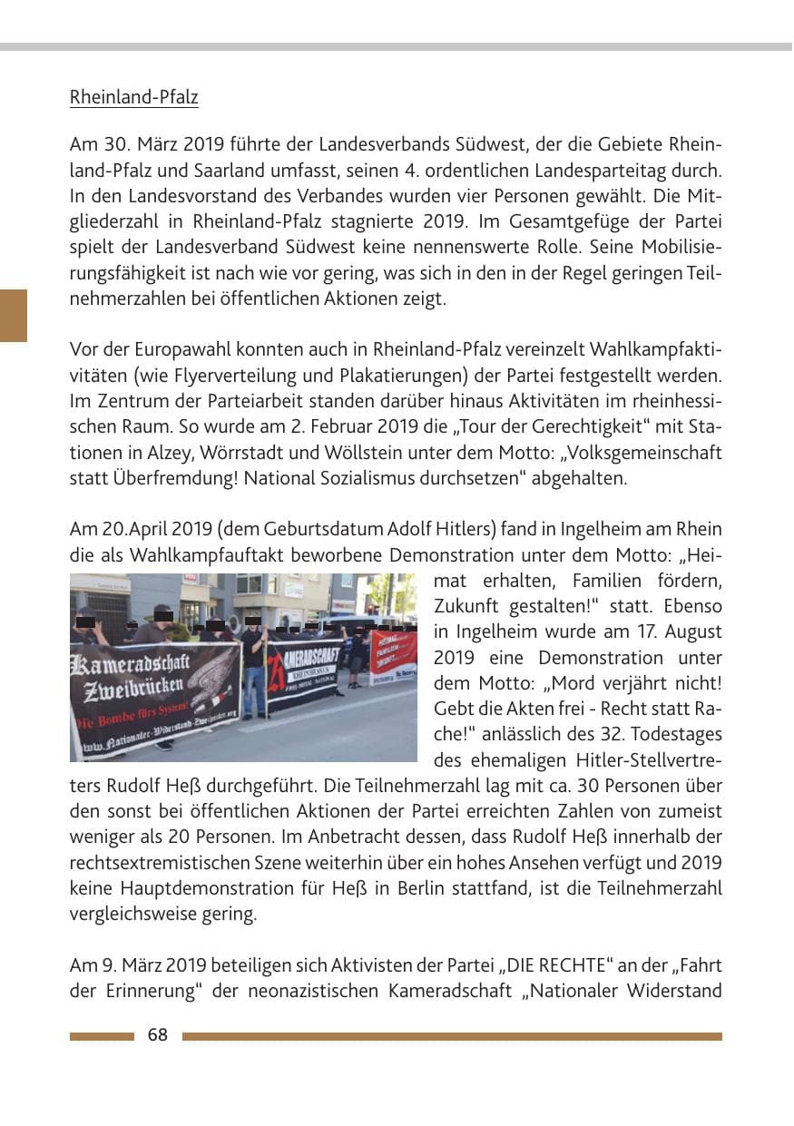 Seite 69 des Verfassungsschutzbericht 2019 Rheinland-Pfalz