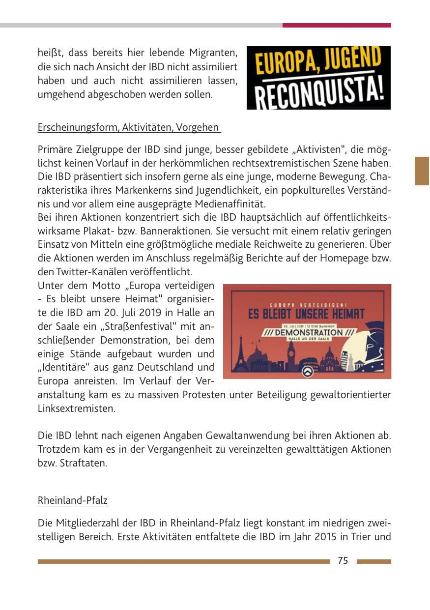 Seite 76 des Verfassungsschutzbericht 2019 Rheinland-Pfalz
