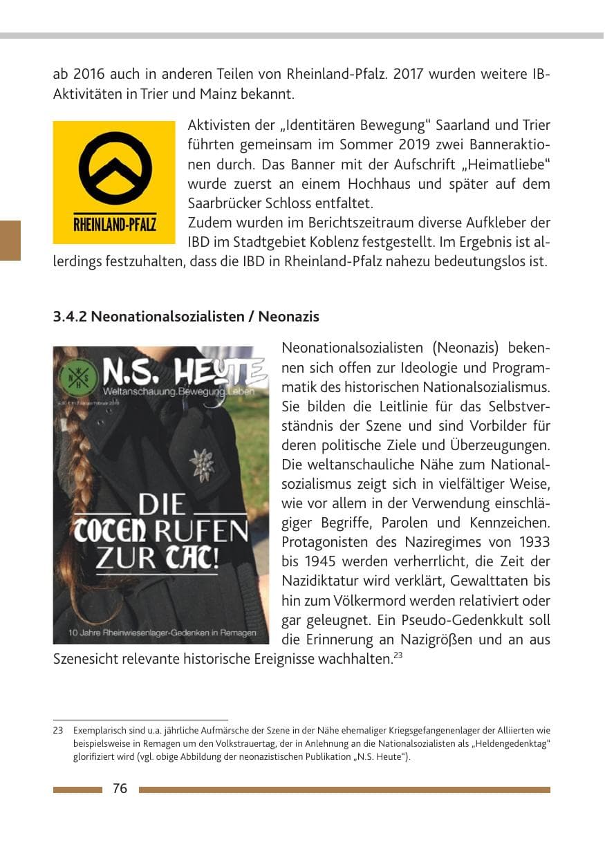 Seite 77 des Verfassungsschutzbericht 2019 Rheinland-Pfalz
