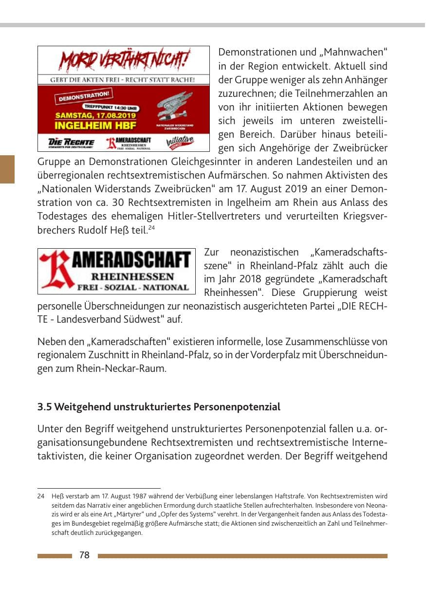 Seite 79 des Verfassungsschutzbericht 2019 Rheinland-Pfalz