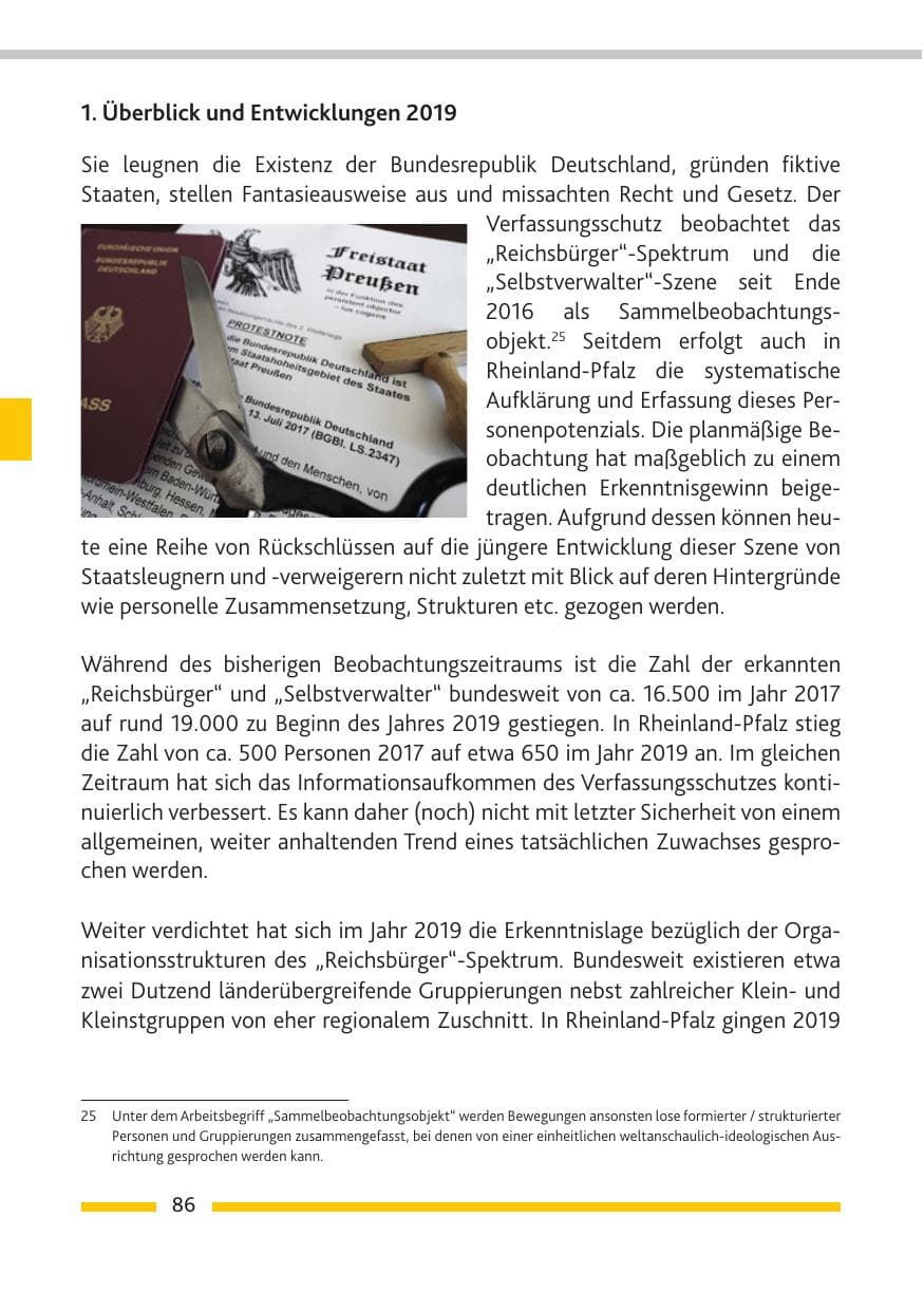 Seite 87 des Verfassungsschutzbericht 2019 Rheinland-Pfalz