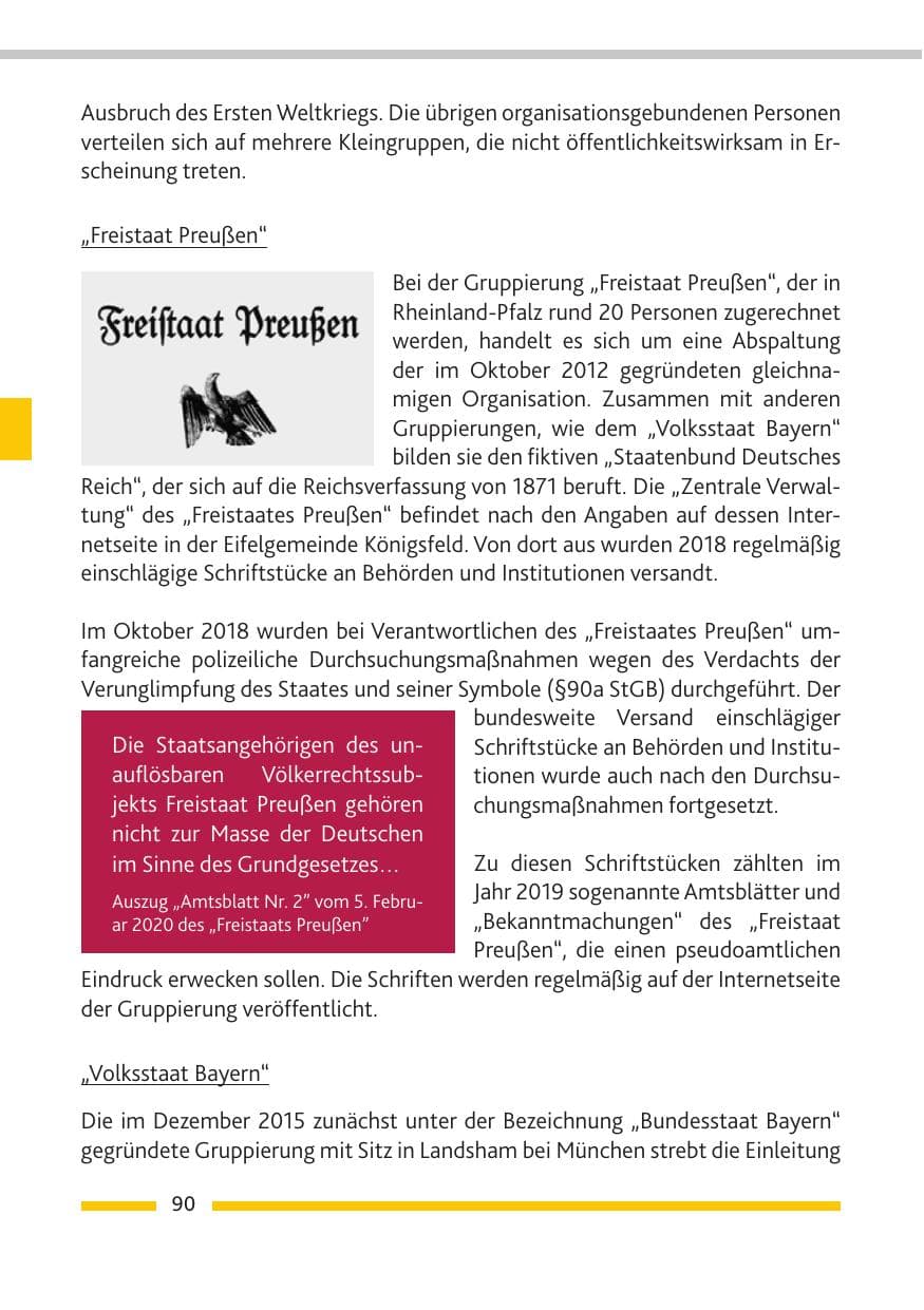 Seite 91 des Verfassungsschutzbericht 2019 Rheinland-Pfalz