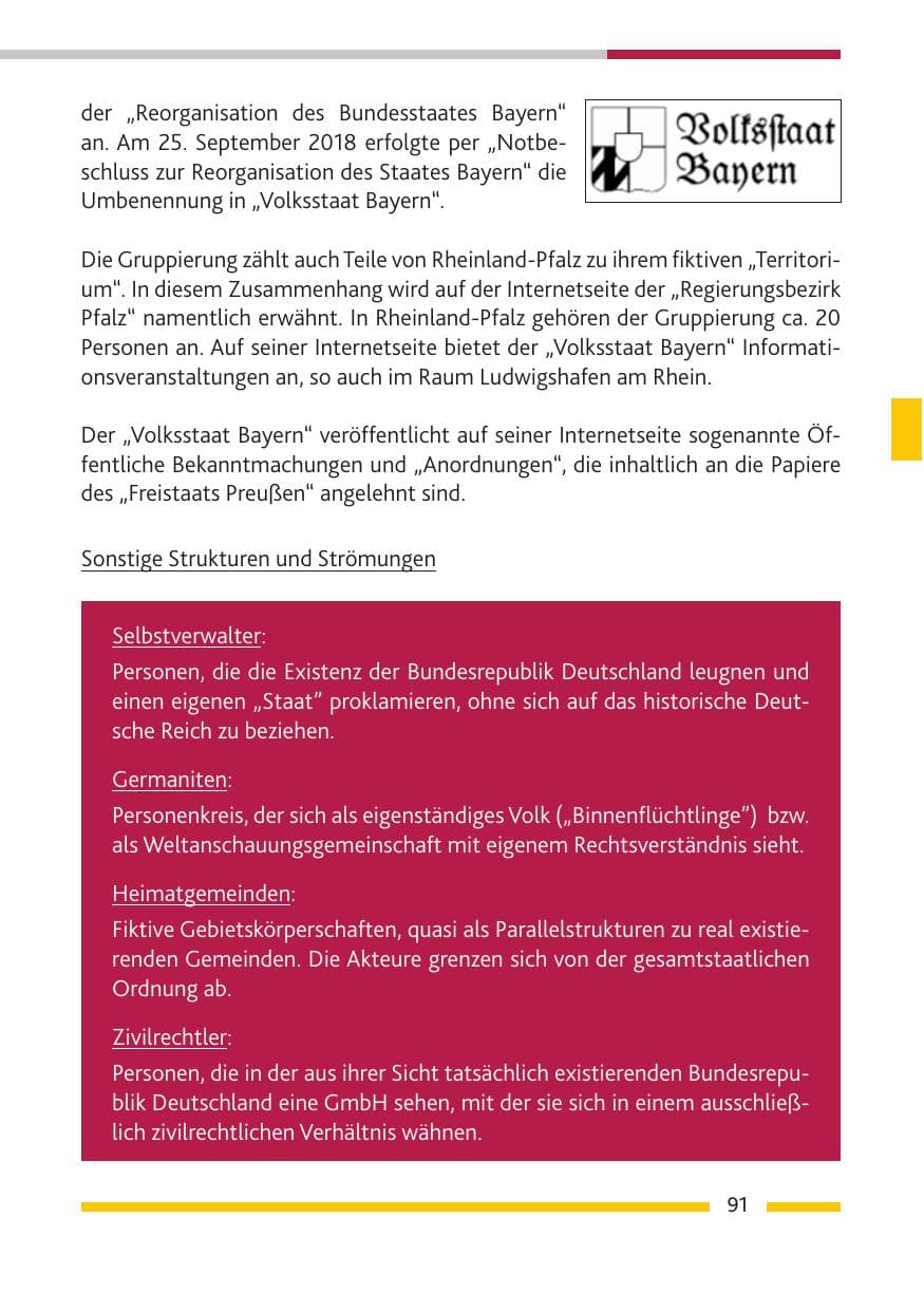 Seite 92 des Verfassungsschutzbericht 2019 Rheinland-Pfalz