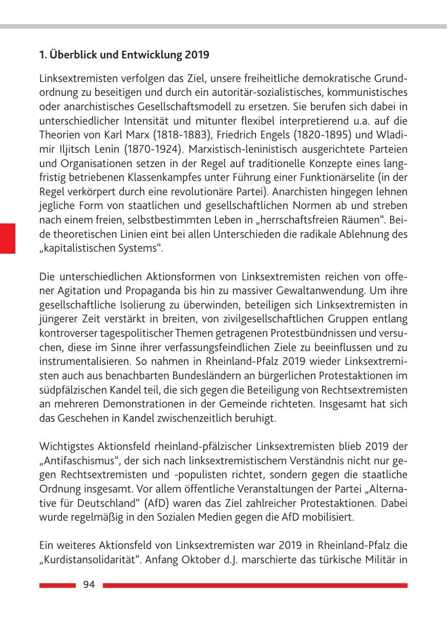 Seite 95 des Verfassungsschutzbericht 2019 Rheinland-Pfalz