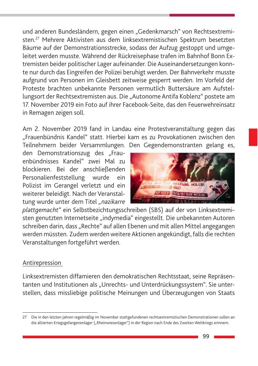 Seite 100 des Verfassungsschutzbericht 2019 Rheinland-Pfalz