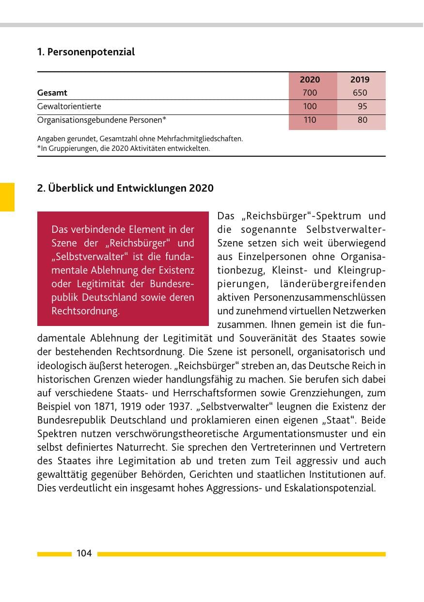 Seite 106 des Verfassungsschutzbericht 2020 Rheinland-Pfalz