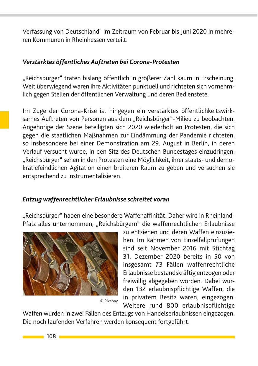 Seite 110 des Verfassungsschutzbericht 2020 Rheinland-Pfalz