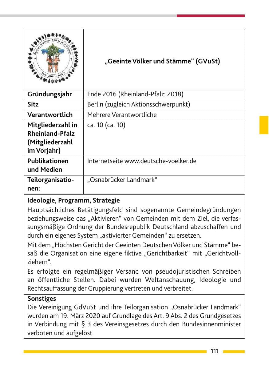 Seite 113 des Verfassungsschutzbericht 2020 Rheinland-Pfalz