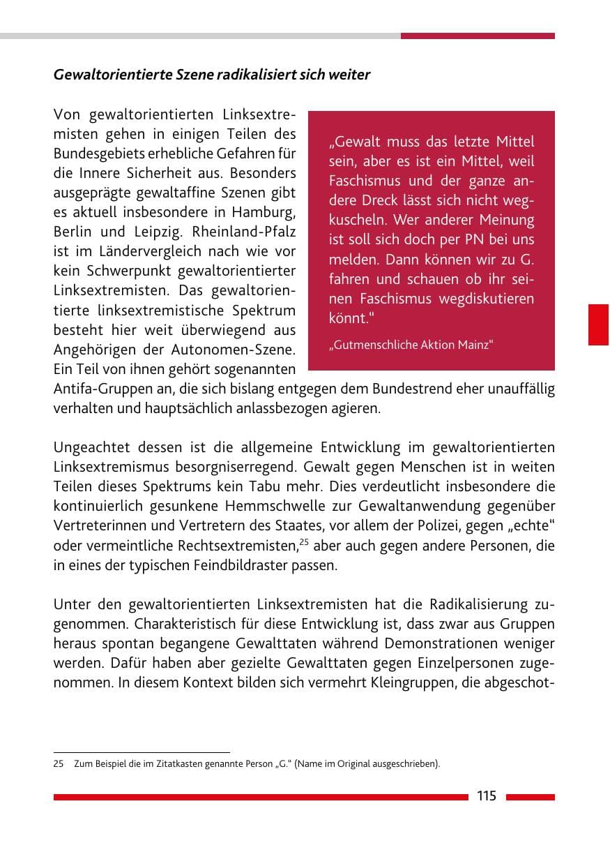 Seite 117 des Verfassungsschutzbericht 2020 Rheinland-Pfalz