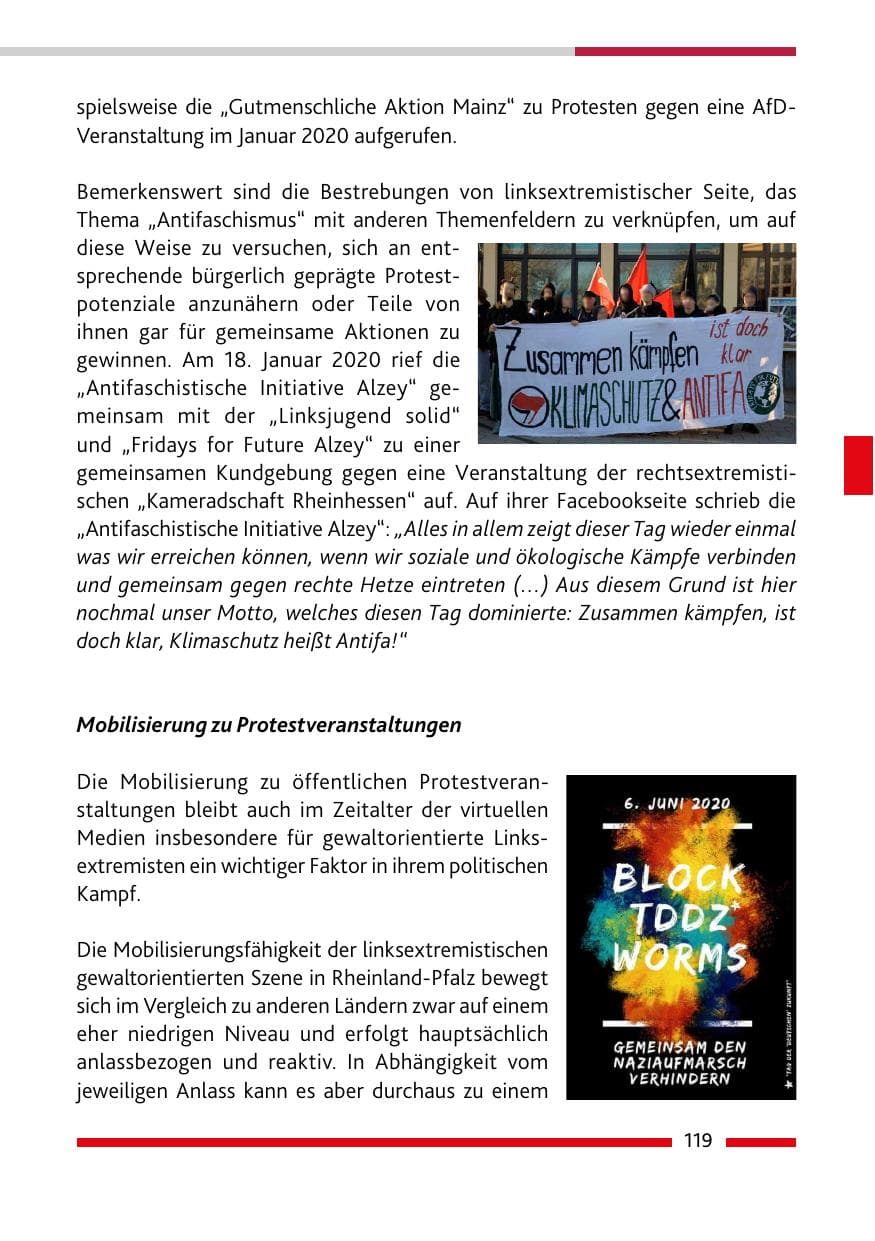 Seite 121 des Verfassungsschutzbericht 2020 Rheinland-Pfalz