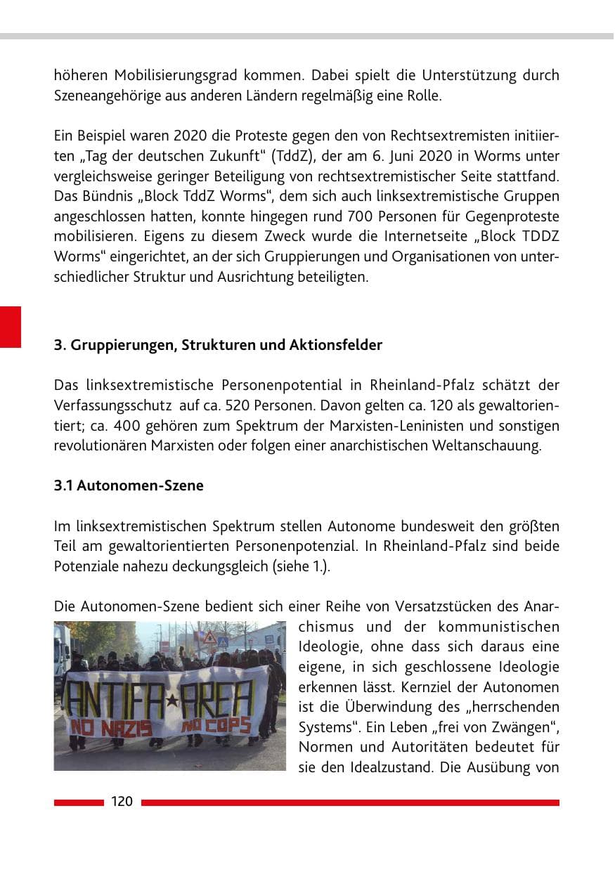 Seite 122 des Verfassungsschutzbericht 2020 Rheinland-Pfalz