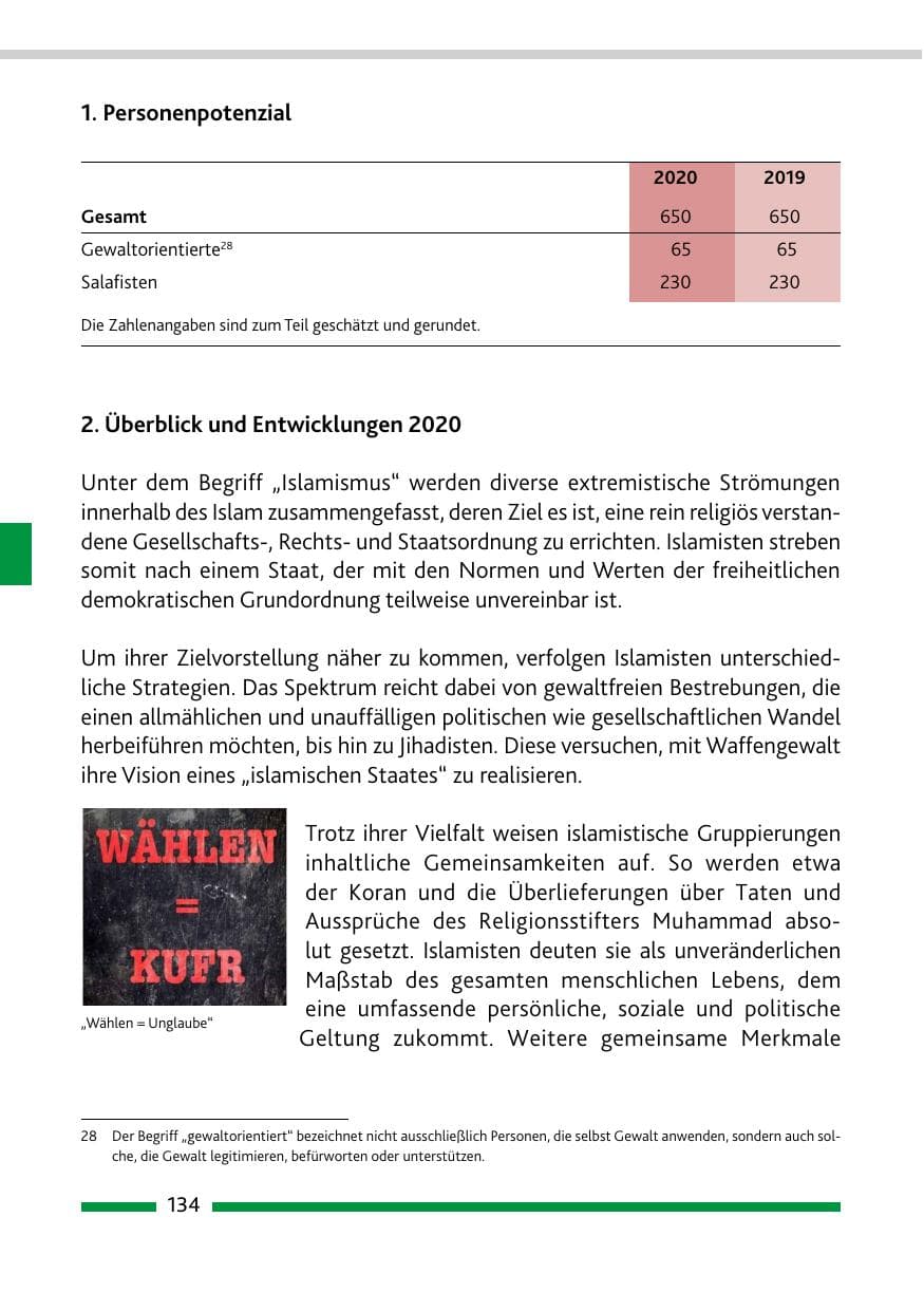 Seite 136 des Verfassungsschutzbericht 2020 Rheinland-Pfalz