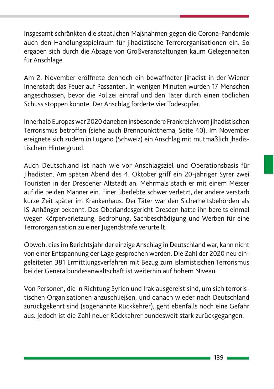 Seite 141 des Verfassungsschutzbericht 2020 Rheinland-Pfalz