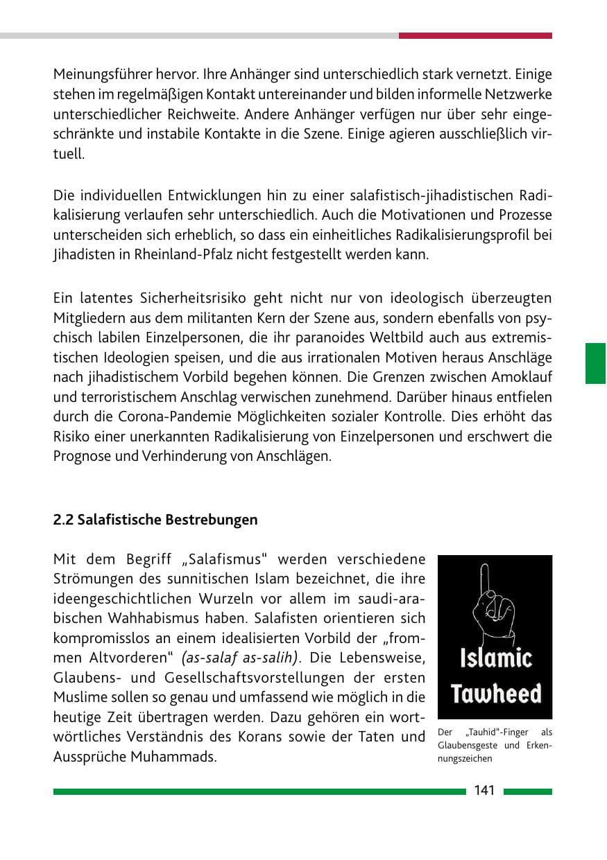 Seite 143 des Verfassungsschutzbericht 2020 Rheinland-Pfalz