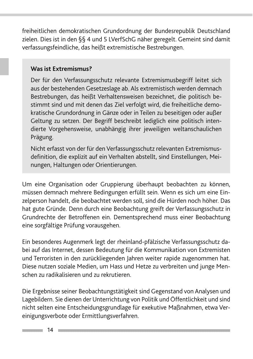 Seite 16 des Verfassungsschutzbericht 2020 Rheinland-Pfalz