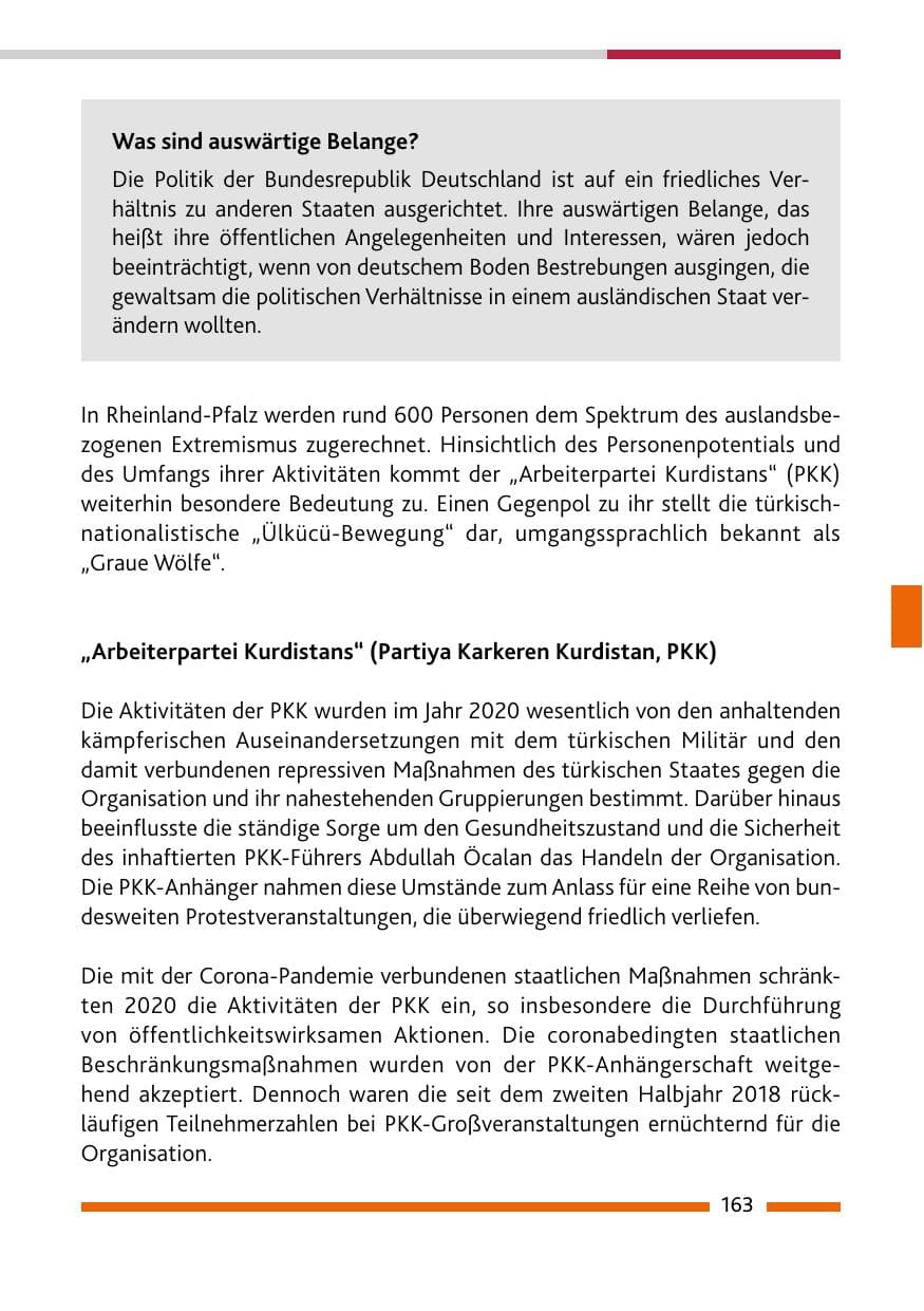Seite 165 des Verfassungsschutzbericht 2020 Rheinland-Pfalz