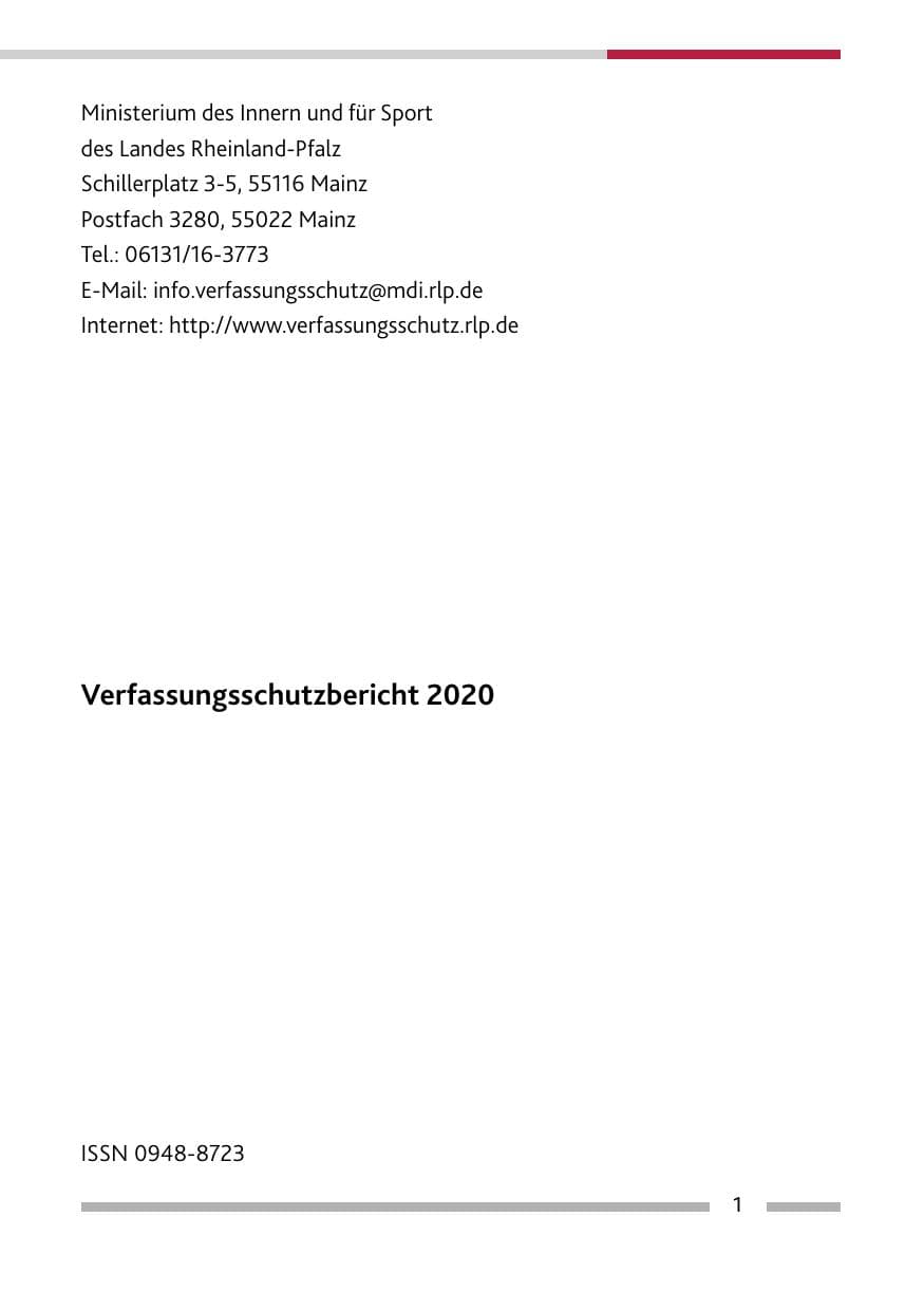 Seite 3 des Verfassungsschutzbericht 2020 Rheinland-Pfalz