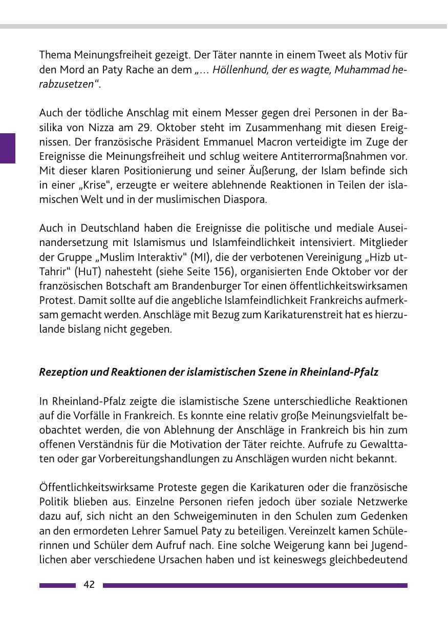 Seite 44 des Verfassungsschutzbericht 2020 Rheinland-Pfalz