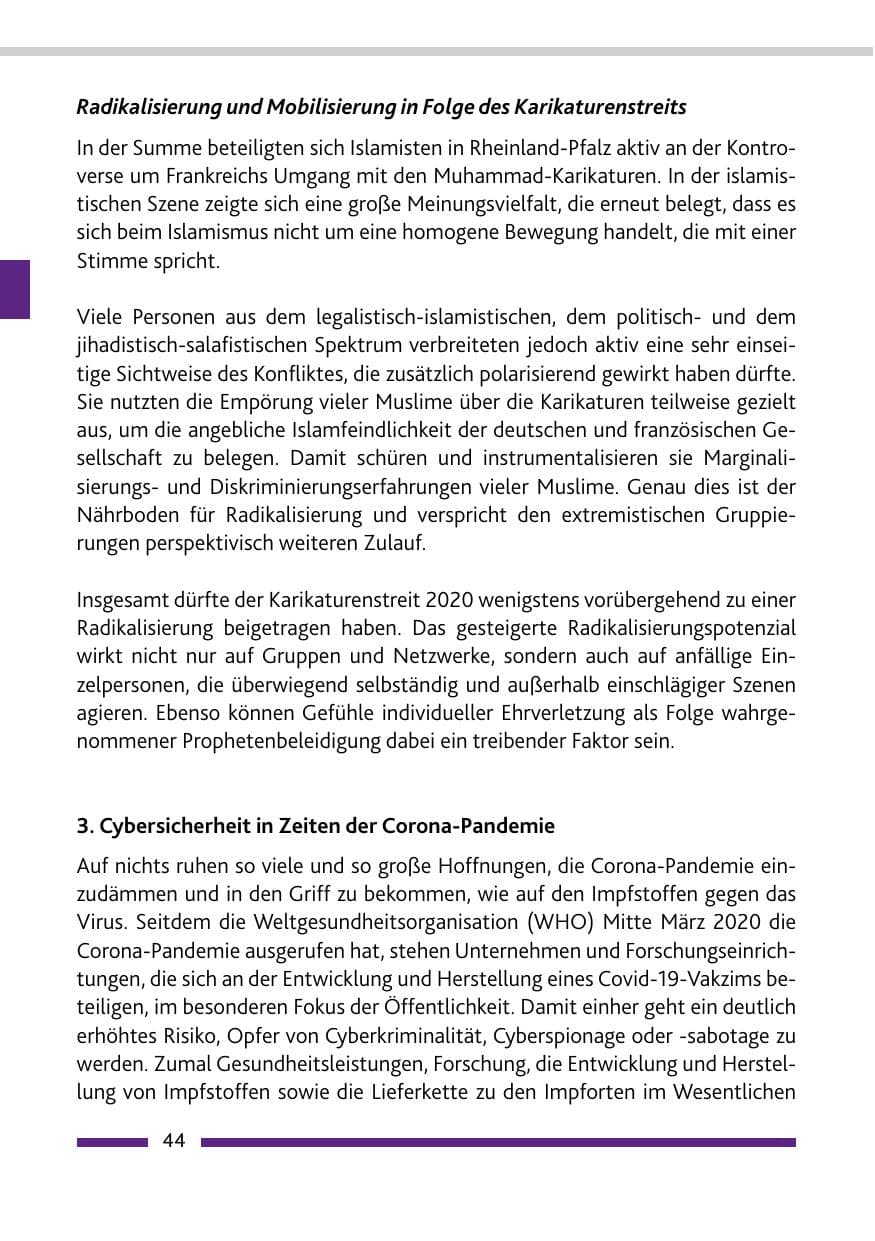 Seite 46 des Verfassungsschutzbericht 2020 Rheinland-Pfalz