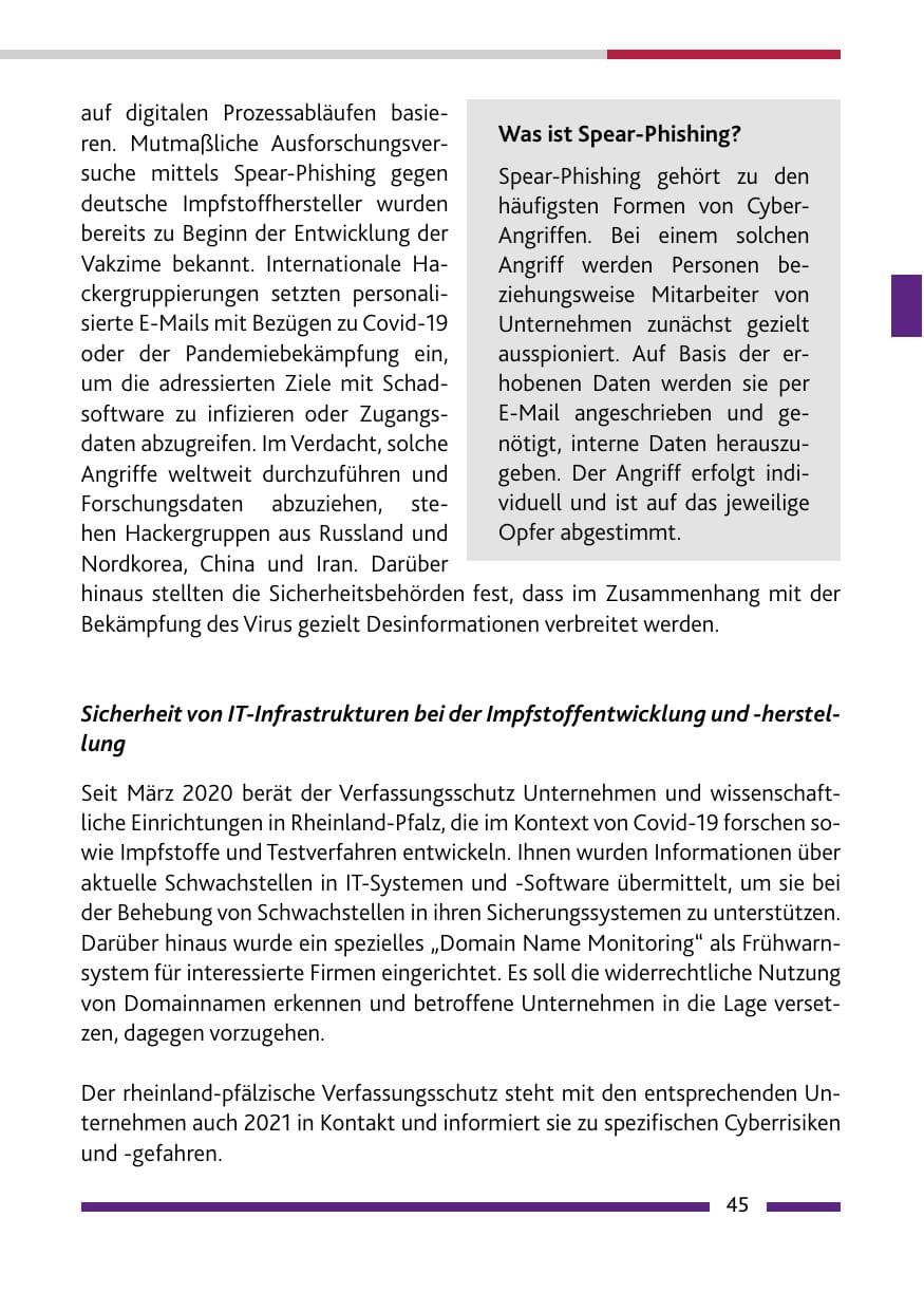 Seite 47 des Verfassungsschutzbericht 2020 Rheinland-Pfalz