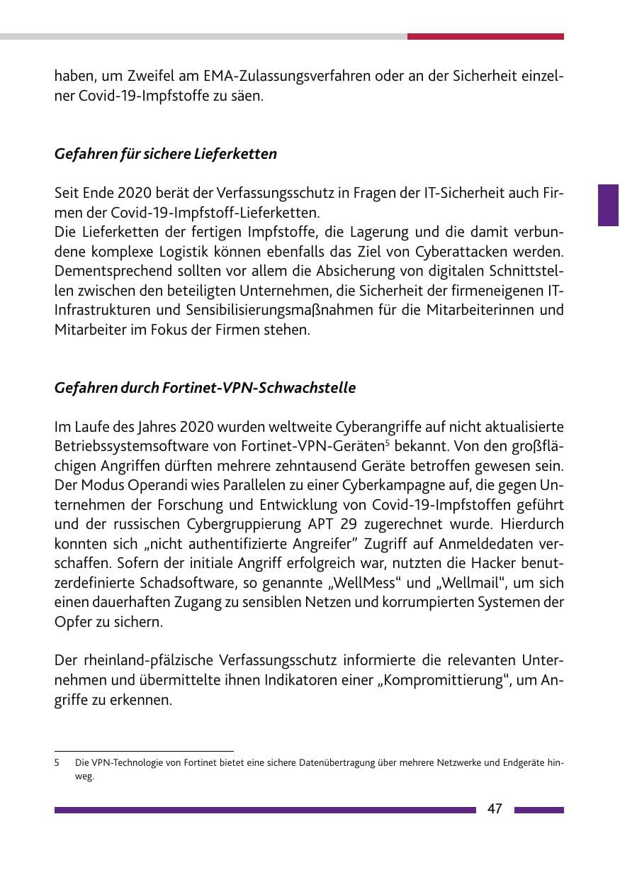 Seite 49 des Verfassungsschutzbericht 2020 Rheinland-Pfalz