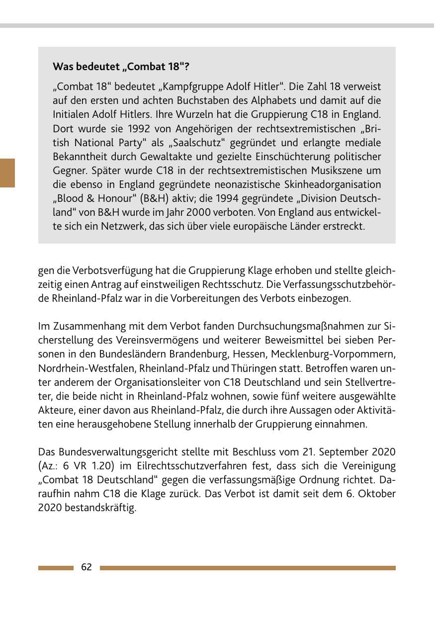 Seite 64 des Verfassungsschutzbericht 2020 Rheinland-Pfalz