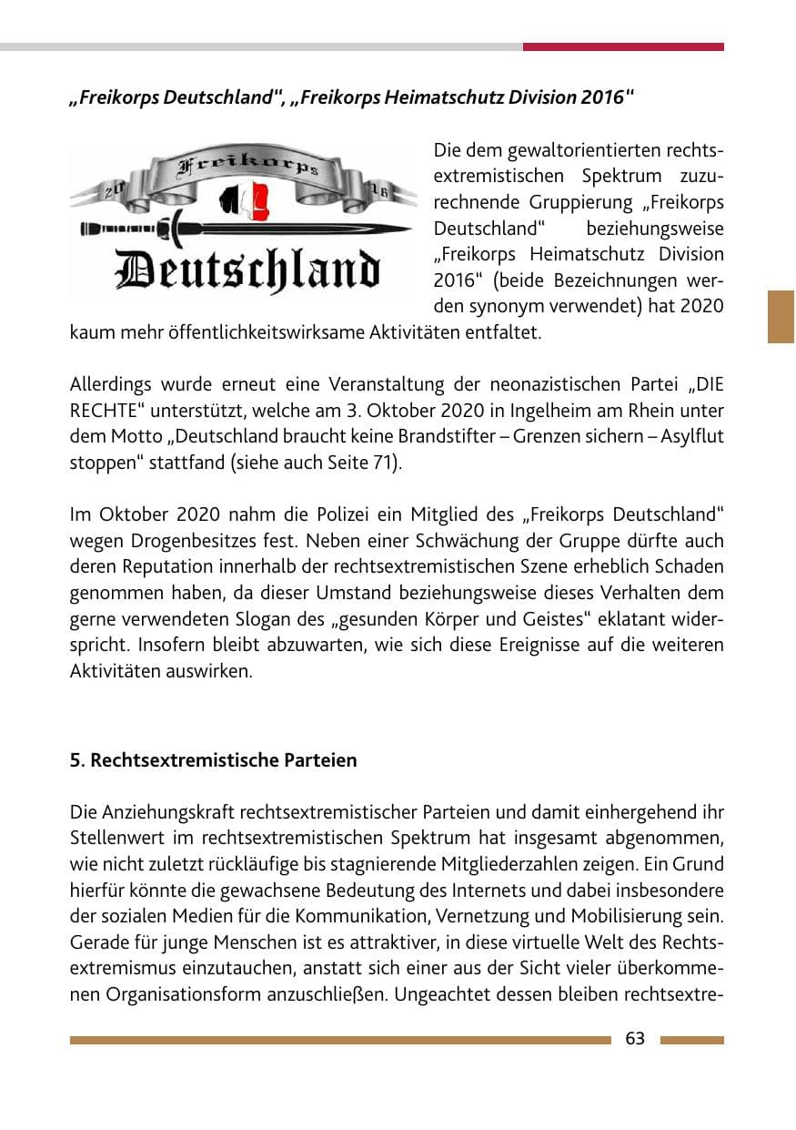 Seite 65 des Verfassungsschutzbericht 2020 Rheinland-Pfalz