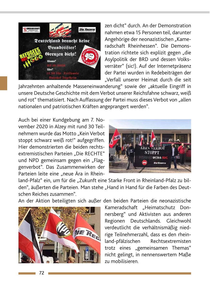 Seite 74 des Verfassungsschutzbericht 2020 Rheinland-Pfalz