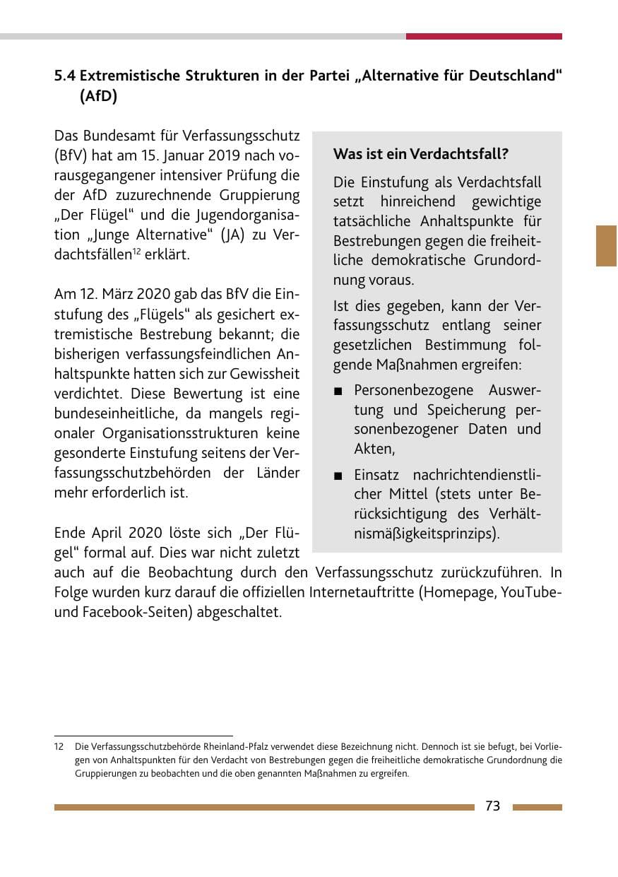 Seite 75 des Verfassungsschutzbericht 2020 Rheinland-Pfalz