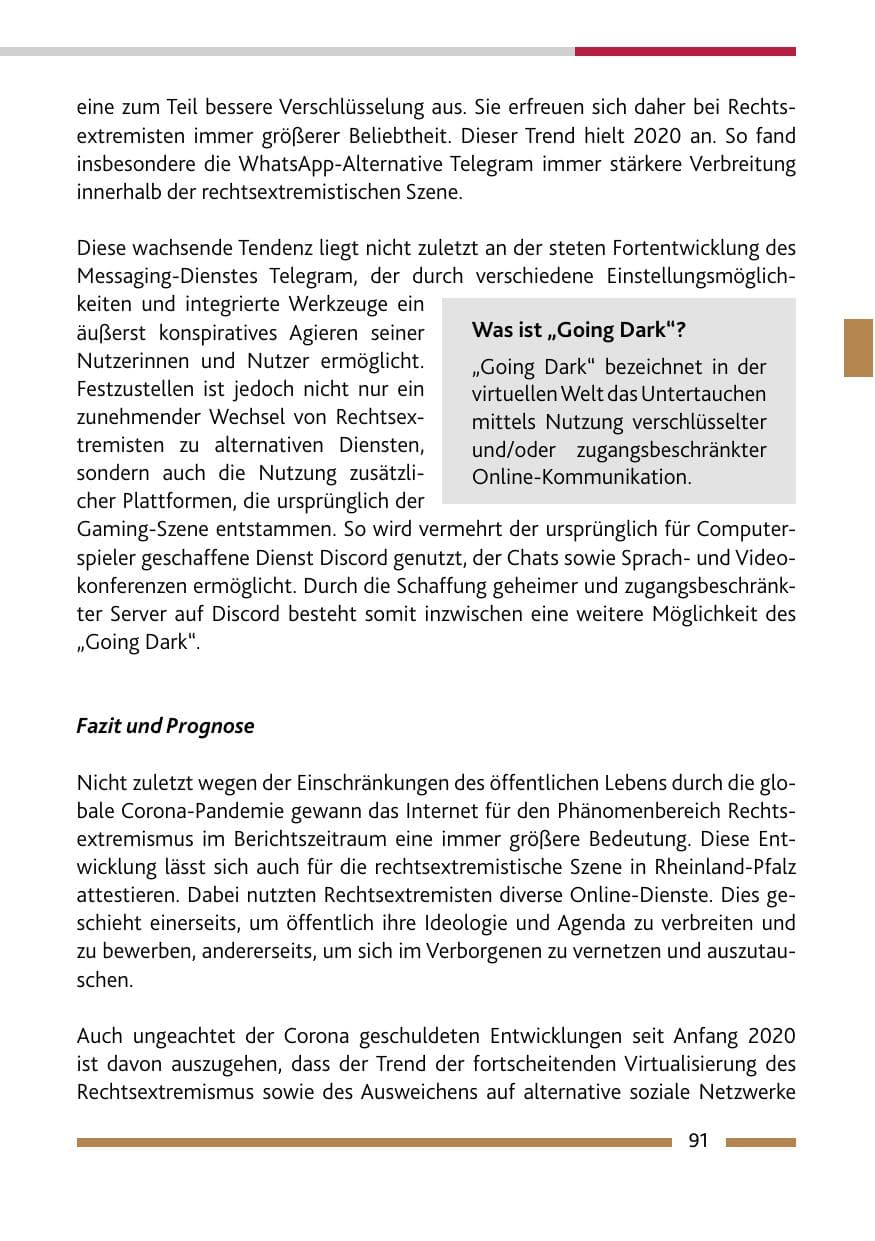 Seite 93 des Verfassungsschutzbericht 2020 Rheinland-Pfalz
