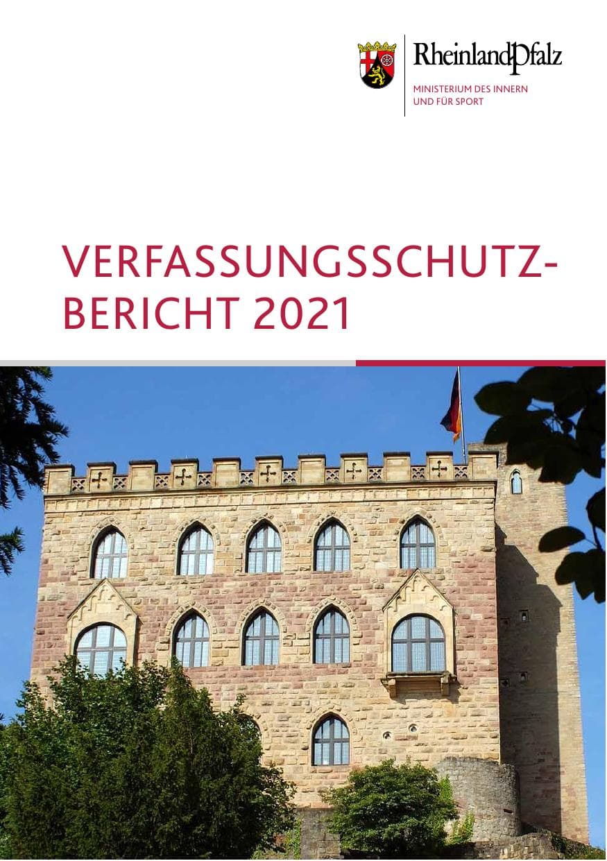 Seite 1 des Verfassungsschutzbericht 2021 Rheinland-Pfalz