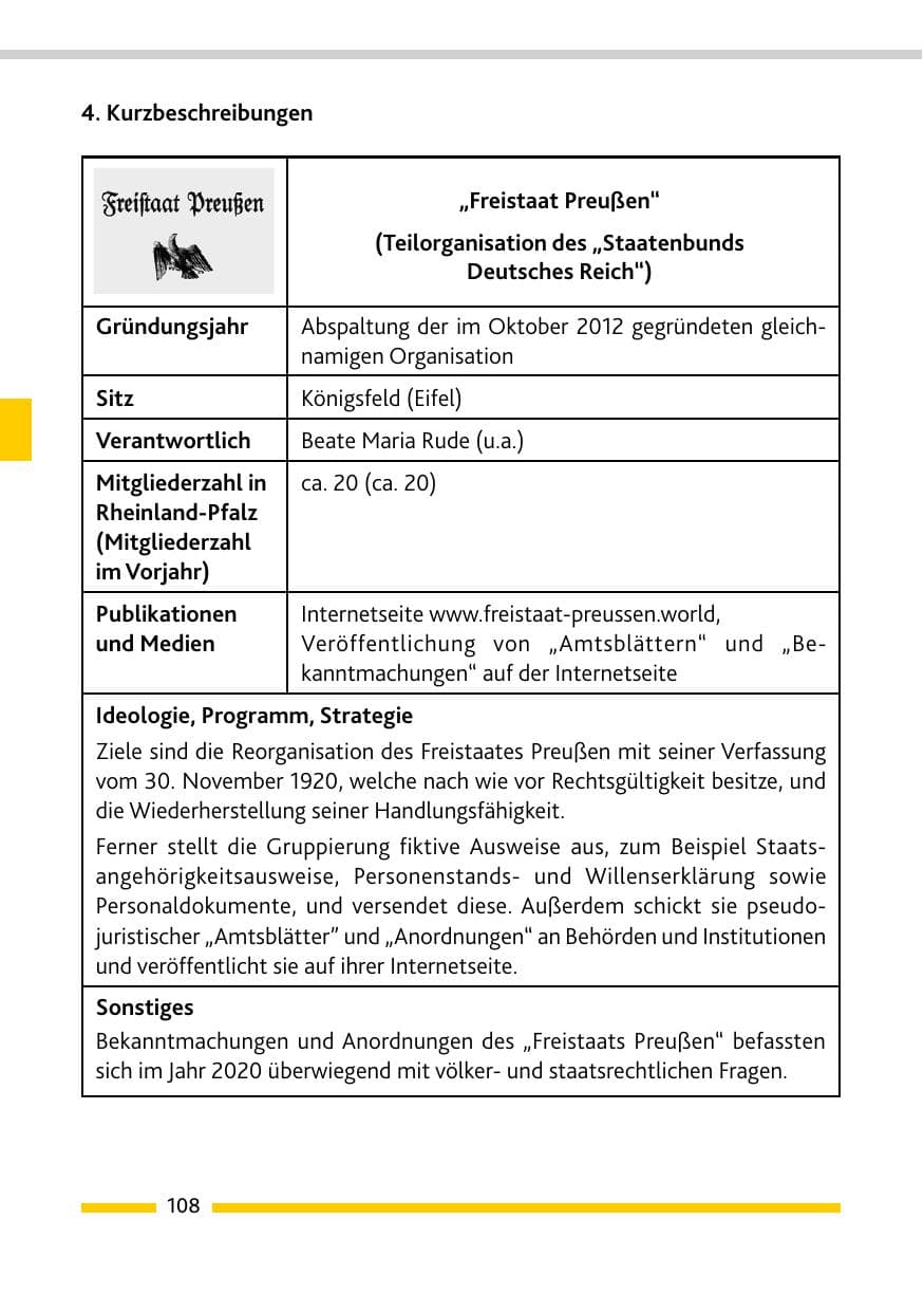 Seite 110 des Verfassungsschutzbericht 2021 Rheinland-Pfalz
