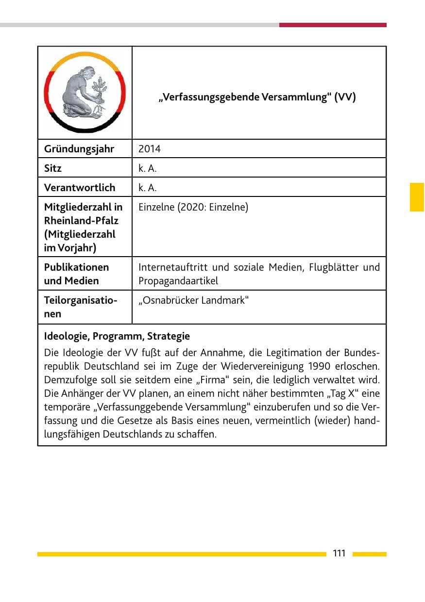 Seite 113 des Verfassungsschutzbericht 2021 Rheinland-Pfalz