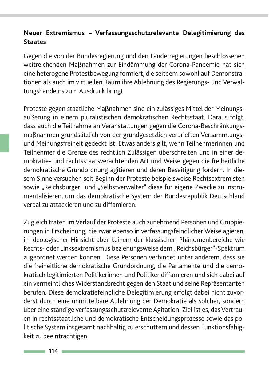 Seite 116 des Verfassungsschutzbericht 2021 Rheinland-Pfalz
