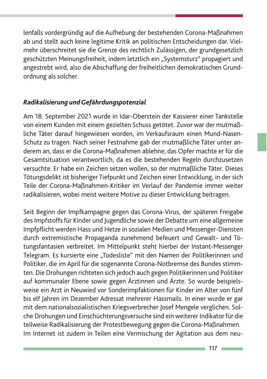 Seite 119 des Verfassungsschutzbericht 2021 Rheinland-Pfalz