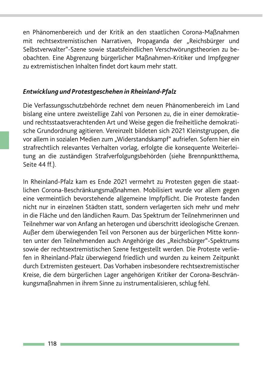 Seite 120 des Verfassungsschutzbericht 2021 Rheinland-Pfalz
