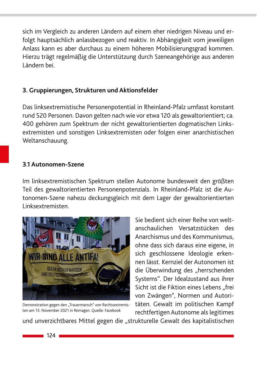 Seite 126 des Verfassungsschutzbericht 2021 Rheinland-Pfalz