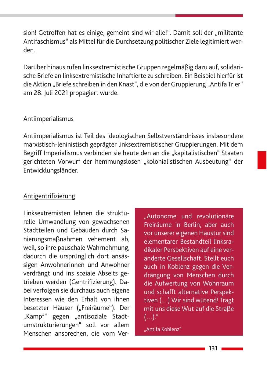 Seite 133 des Verfassungsschutzbericht 2021 Rheinland-Pfalz