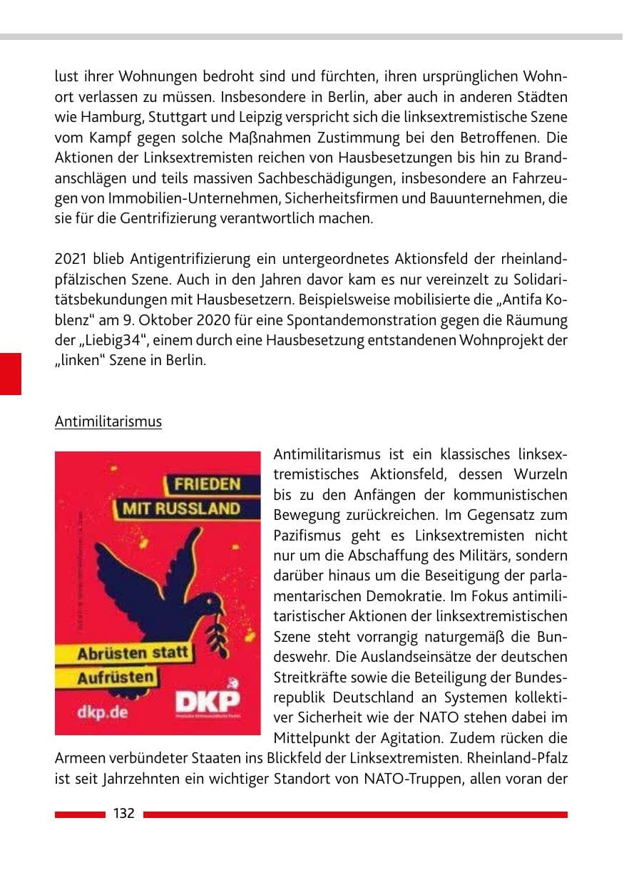 Seite 134 des Verfassungsschutzbericht 2021 Rheinland-Pfalz