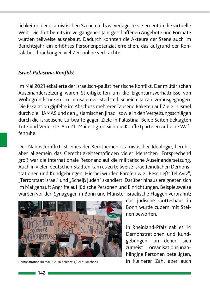 Seite 144 des Verfassungsschutzbericht 2021 Rheinland-Pfalz