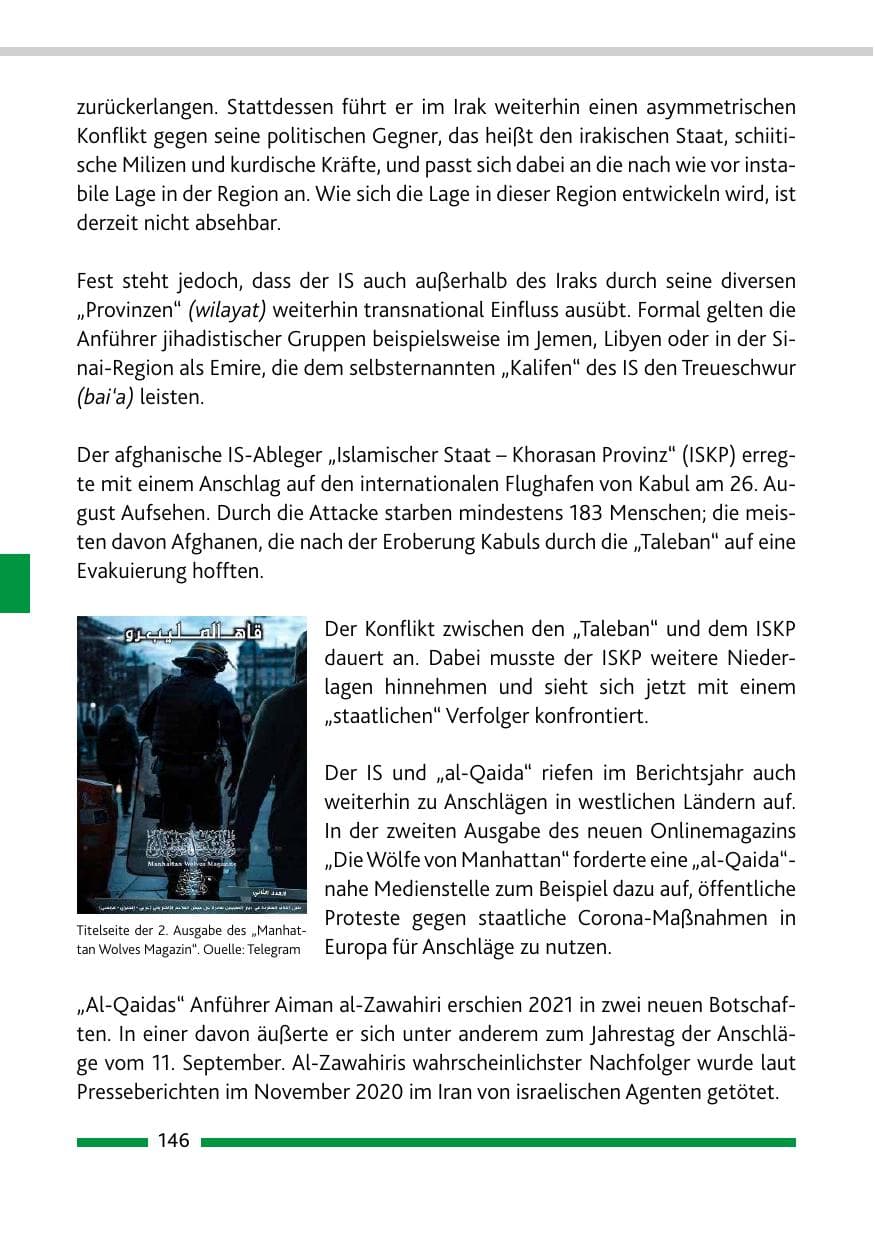 Seite 148 des Verfassungsschutzbericht 2021 Rheinland-Pfalz