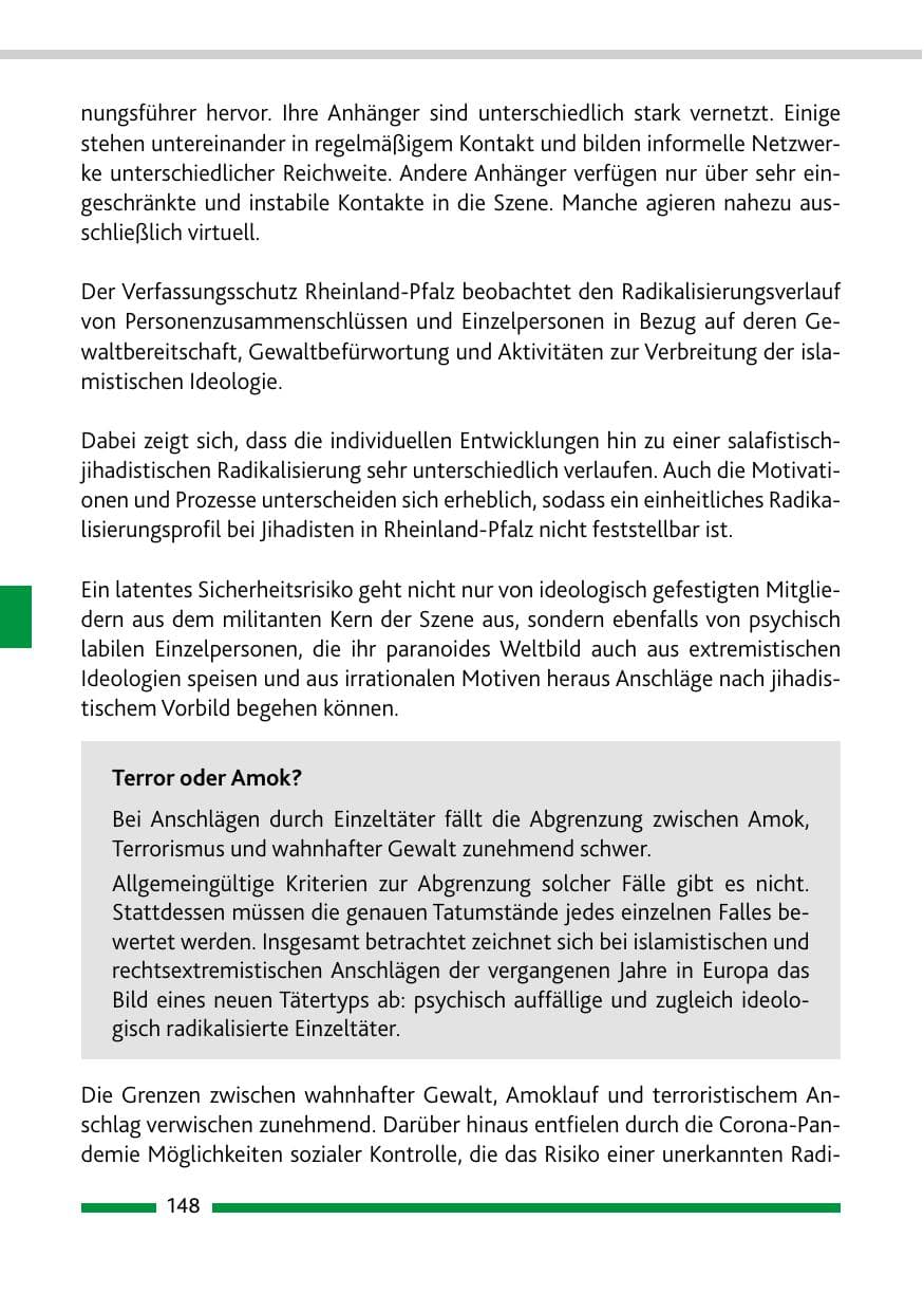 Seite 150 des Verfassungsschutzbericht 2021 Rheinland-Pfalz